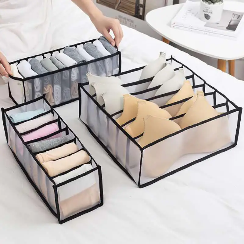 Underwear Storage Box Socks Organizer Drawer Storage Separate Box Wardrobe Clothes Pants Division Multigrid Drawer