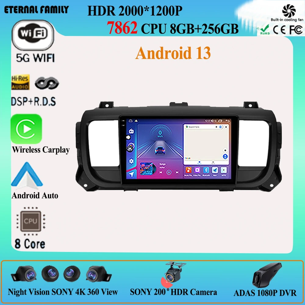 9'' Android 13.0 For Citroen Jumpy 3/Peugeot Expert 3 2016-2021 Car Radio Carplay GPS Navigation Stereo Multimedia Video Player