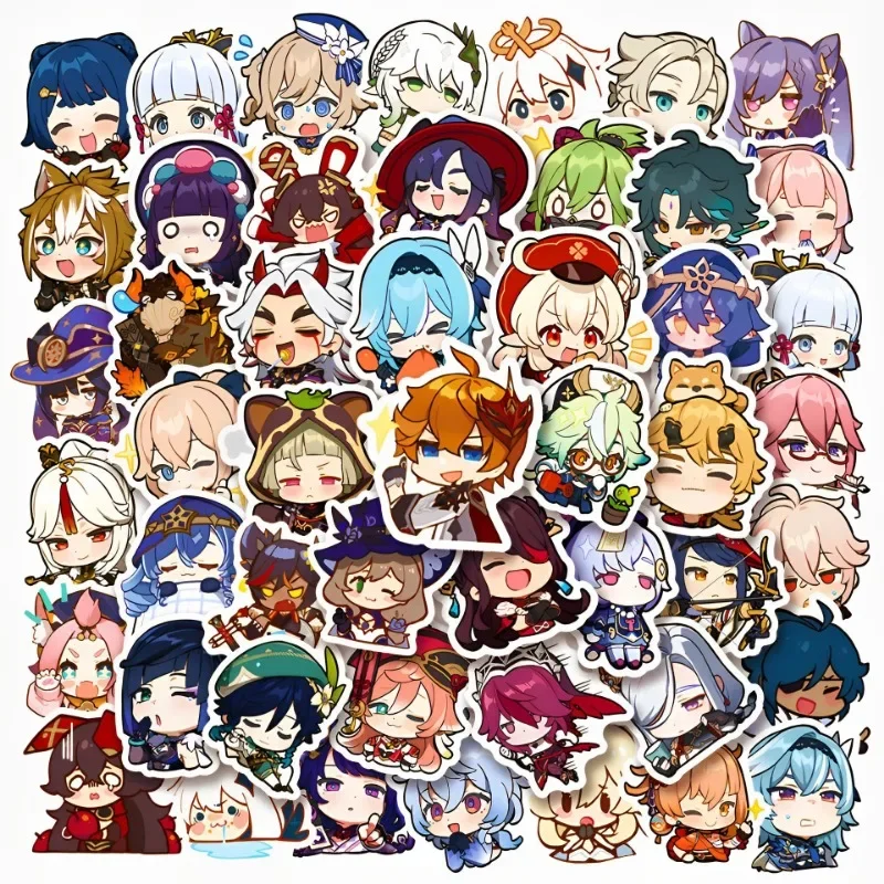 

50 Pieces of Game Genshin Impact Q Animation Cute Graffiti Stickers Journal Notebook Anime Klee Wanderer Yae Miko Stickers Kids