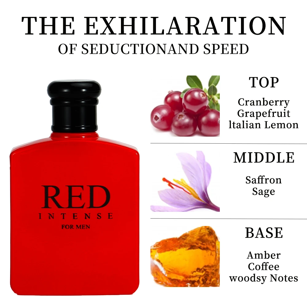 RED INTENSE Eau de Parfum Semprot, 2 buah 3.4 ons/100 Ml Wangi Wangi multi-lapis untuk Parfum EDP pria