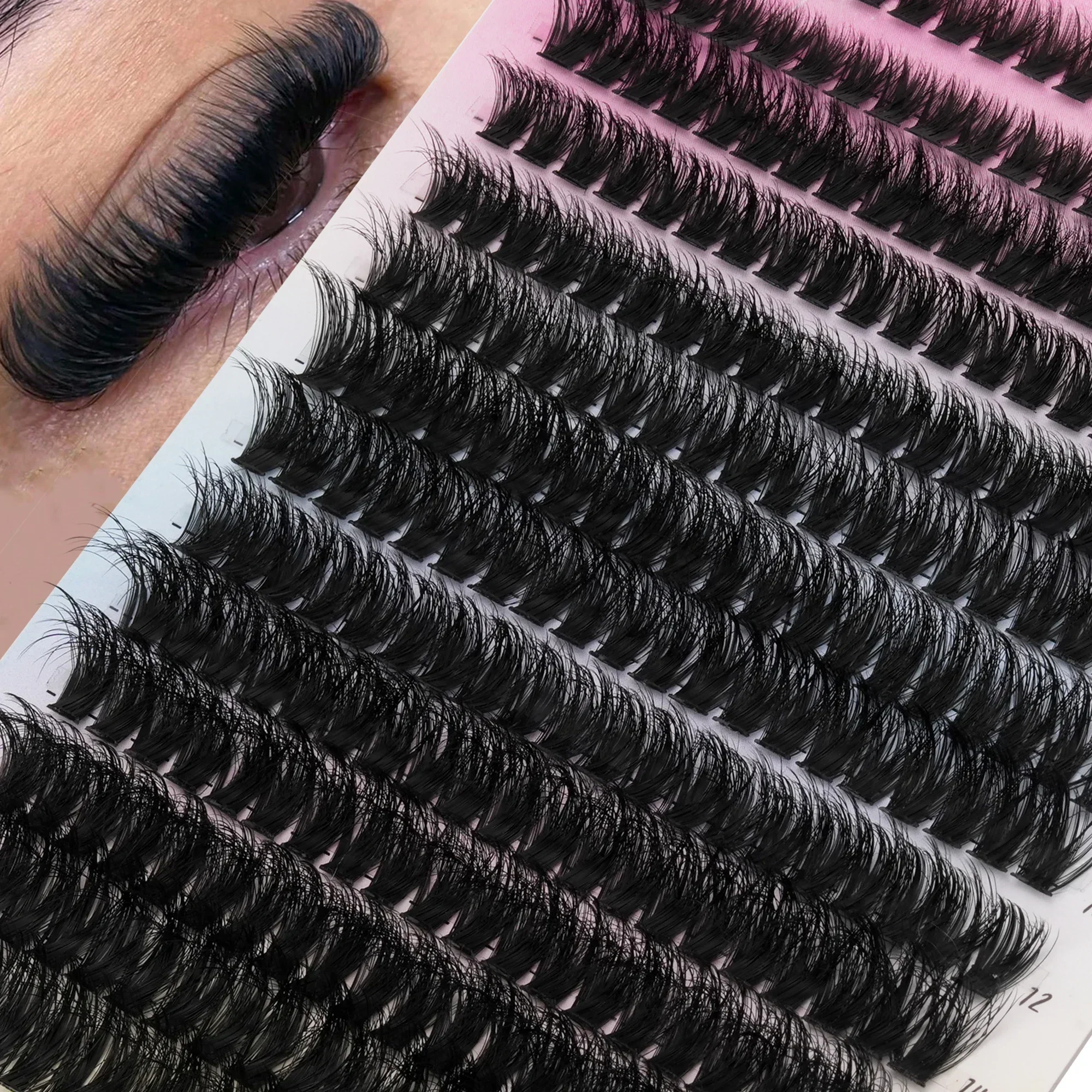80D Cluster Lashes DD Curl 280pcs Faux Mink Individual Eyelashes 8-16mm Mixed Fluffy DIY Lash Extensions Makeup