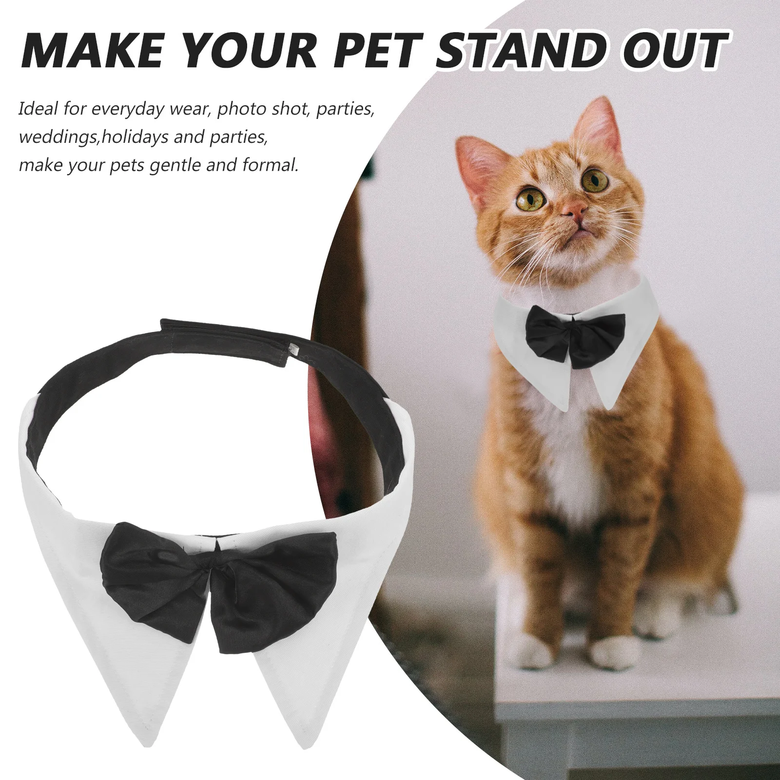 

Bowknot Pet Collar Adjustable Cat Collar Small Cats Lightweight Wear Resistant Hook Loop Fastener Comfortable Supple