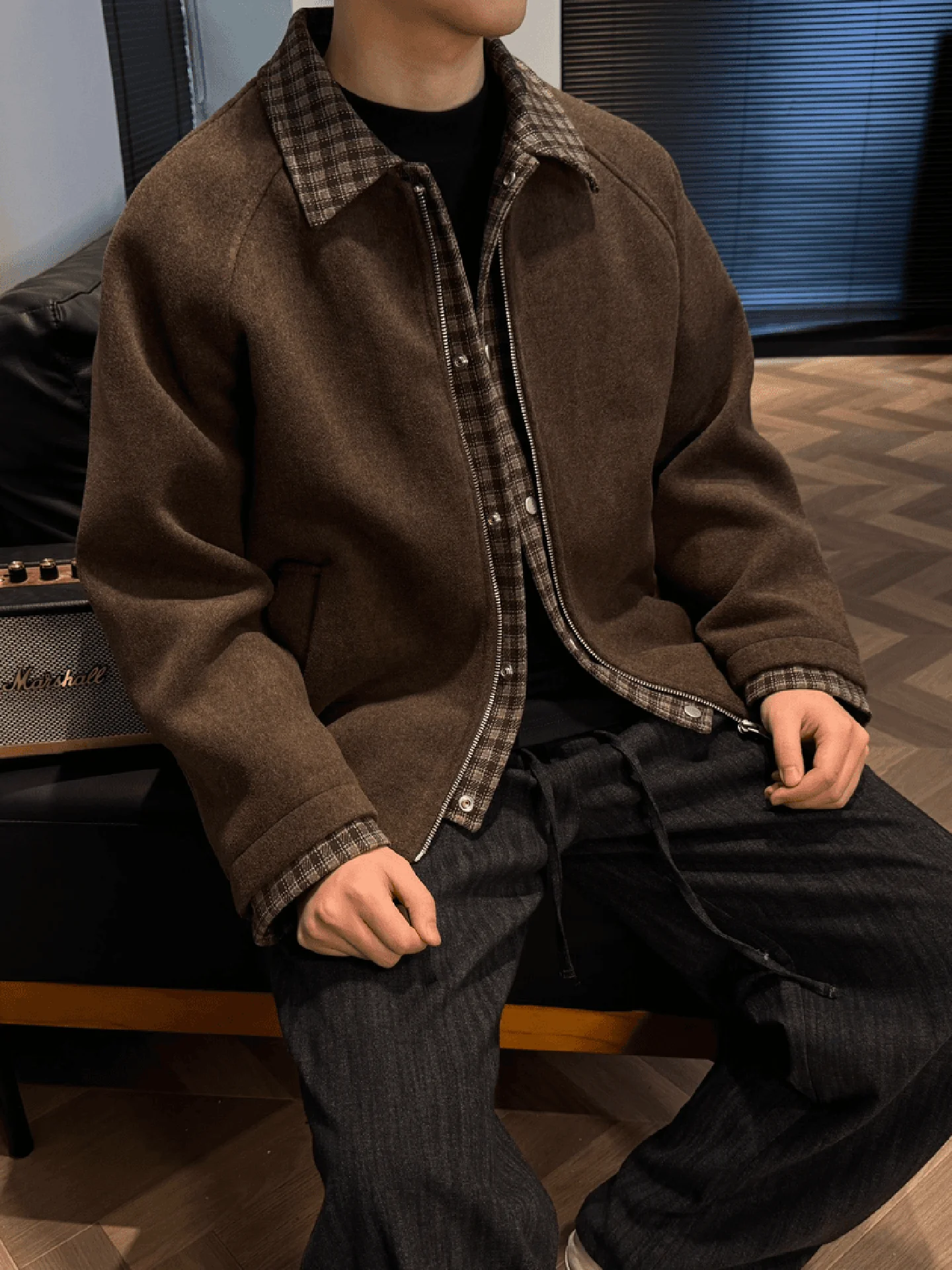 

Мужское шерстяное пальто в американском ретро-стиле, кофейного цвета, с хлопковой подкладкой, зимнее, теплое, утолщенное, на молнии, с воротником-стойкой, повседневное