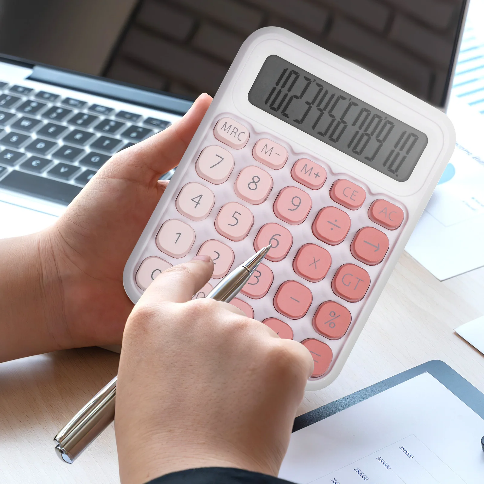 

Large Buttons Desk Calculator 12 Digits Basic Student Office Home Large Display Easy Press Non Slip Base Aesthetic Design