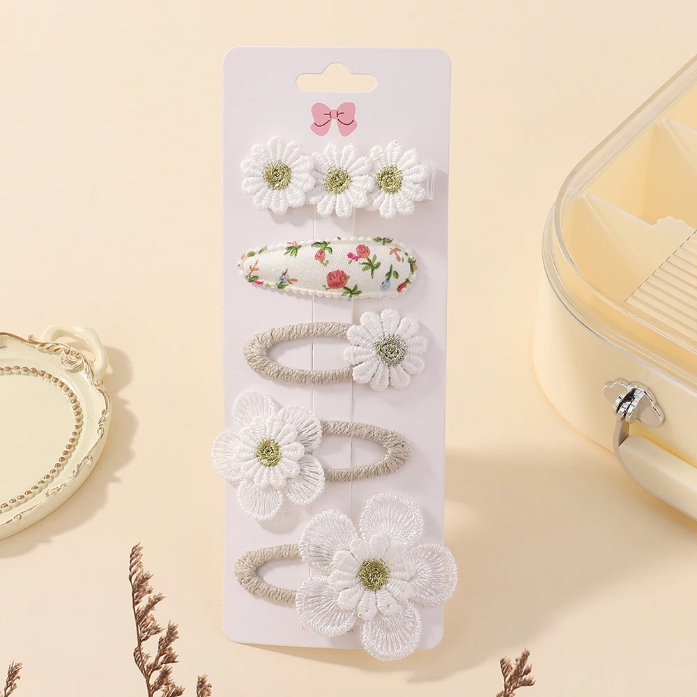 

LOVEKIKI 5Pcs/set Sweet Flower Hairbangs Hairclip Girls Barrette Ins Style Daisy Hairpin Fashion Ornaments Baby Hair Accessories