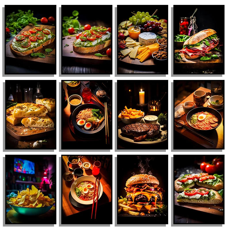 Home Decor Mirror - Yiyecek Mutfak Posteri Baskısı Et Burger