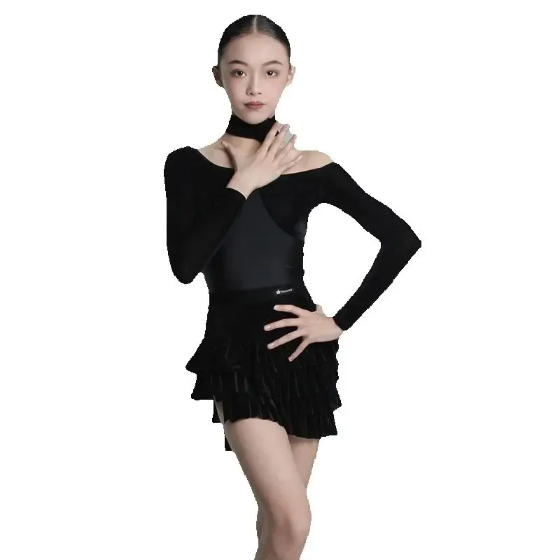 Ropa de baile de Samba Rumba para niñas, vestidos de competición de baile latino, trajes de baile de salón de Salsa para niños XS10541