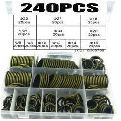 240pcs/Box High Press Hydralic Rubber Oil Pip Bonded Washer Metal Drain Plug Gasket Fit Combined Sealing Ring