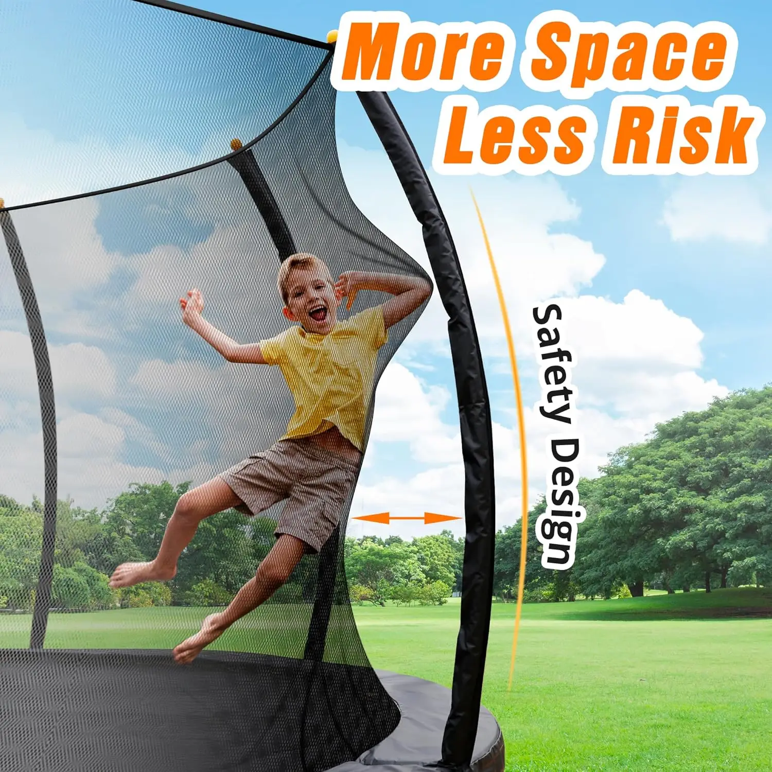 10FT Pumpkin Trampoline, Trampoline Outdoor with Basketball Hoop, Enclosure Net and Ladder, Recreational Trampoline