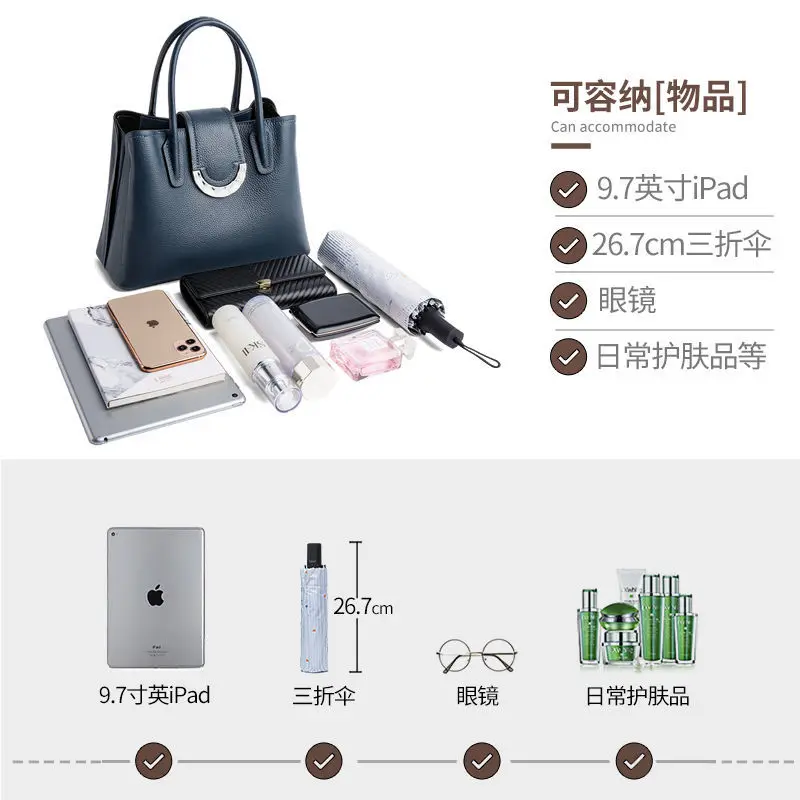 2023 New Genuine Cowhide High Grade High Capacity Handbag For Women Leisure Fashion Simple One Shoulder Crossbody Bag For Women