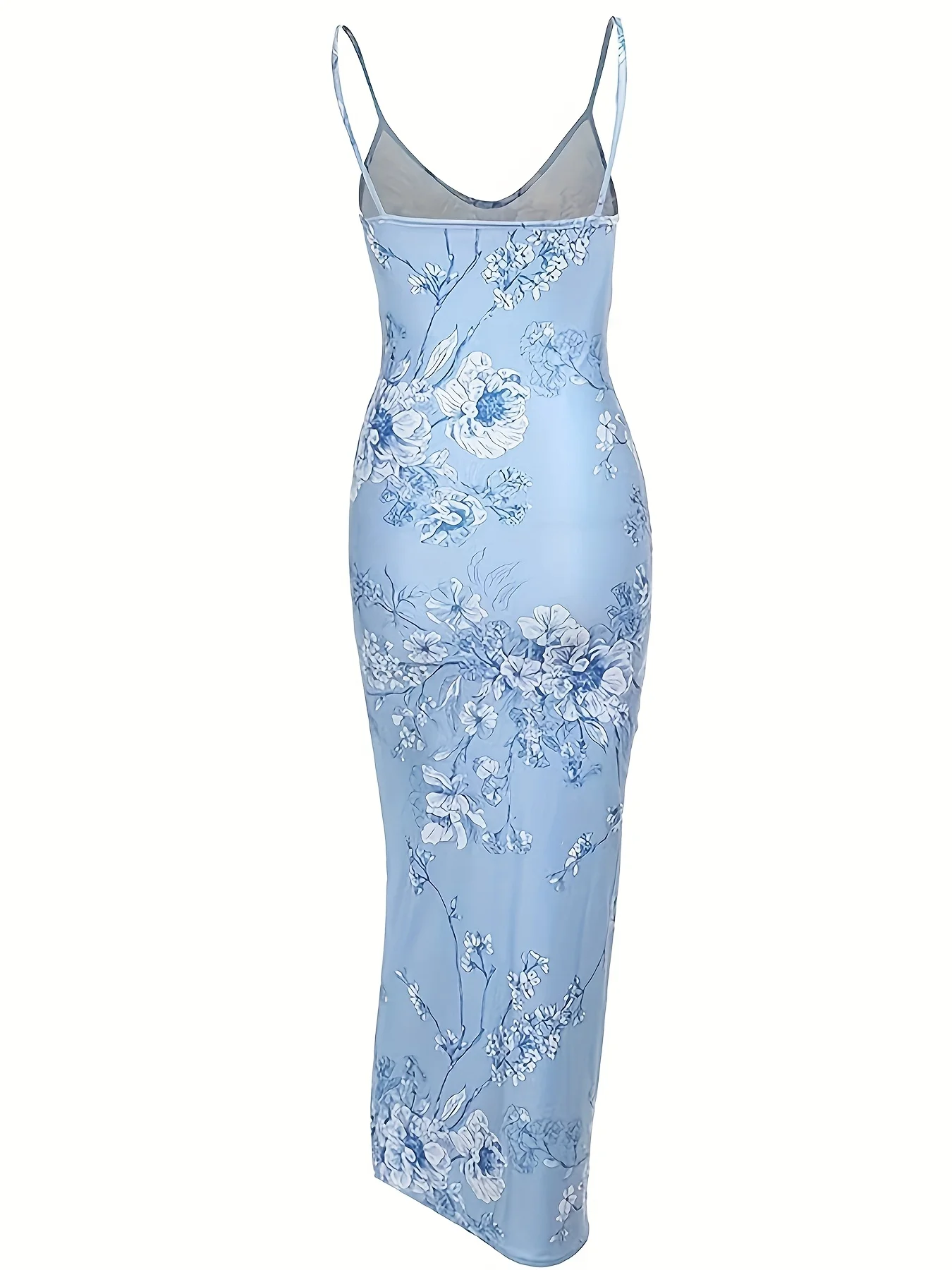 Sexy floral-printed summer and spring chiffon dress with spaghetti straps, sleeveless, and off-the-shoulder design
