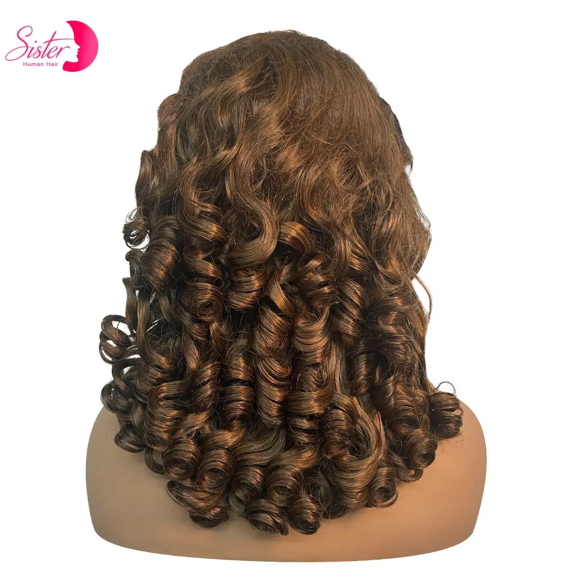 Chocolate Brown Loose Wave Human Hair Wigs 300 Density 13x4 Lace Frontal Double Drawn Fumi Bouncy Curly Raw Hair Wigs for Women