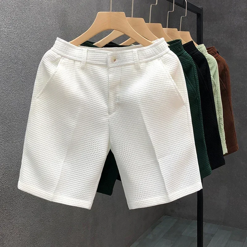 

Streetwear Fashion Solid Color Mens Shorts Spring Summer Casual Breathable Thin Slim Fit Shorts For Men Leisure Straight Shorts