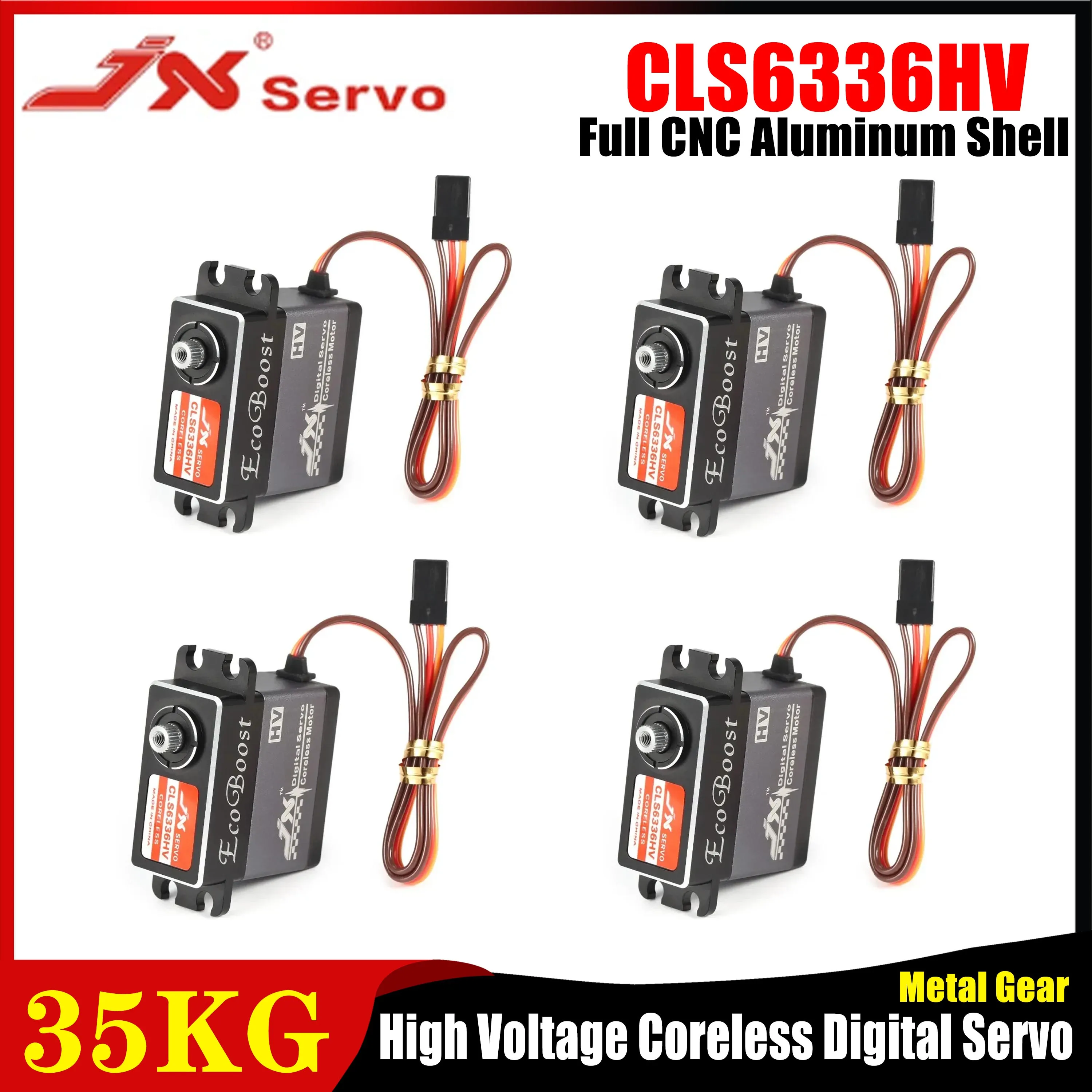

JX CLS6336HV 35KG High Voltage Coreless Digital Servo Metal Gear Aluminum Shell Motor for 1/8 RC Car Boat Fixed-wing Plane Parts