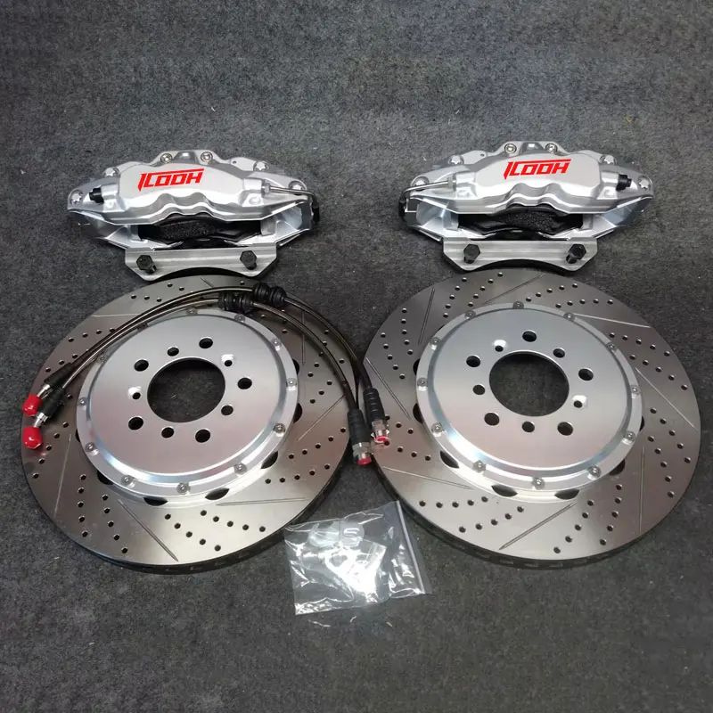 

ICOOH Silver 6 Pot Brake Caliper kits with Drilled and Slotted Disc Rotor for Lexus LX570 Land Cruiser