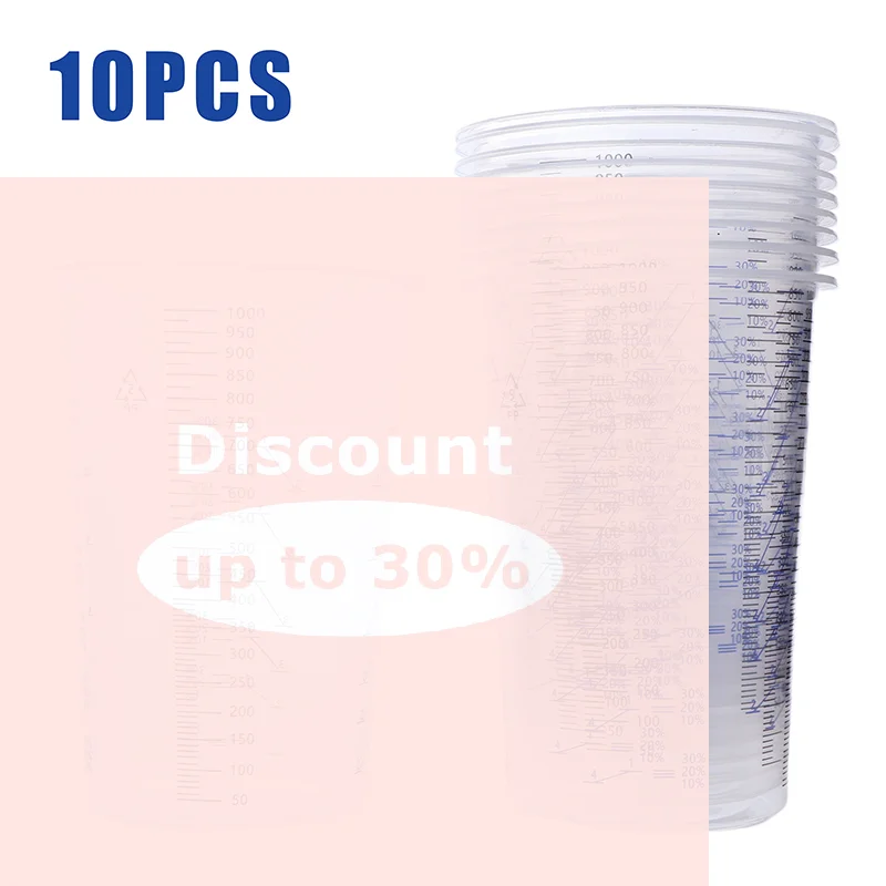 [10 Pcs Paint Mixing Calibrated Cup Plastic Paint Mixing Cups 1000Ml Mixing Pots For Accurate Mixing Of Paints And Liquids]