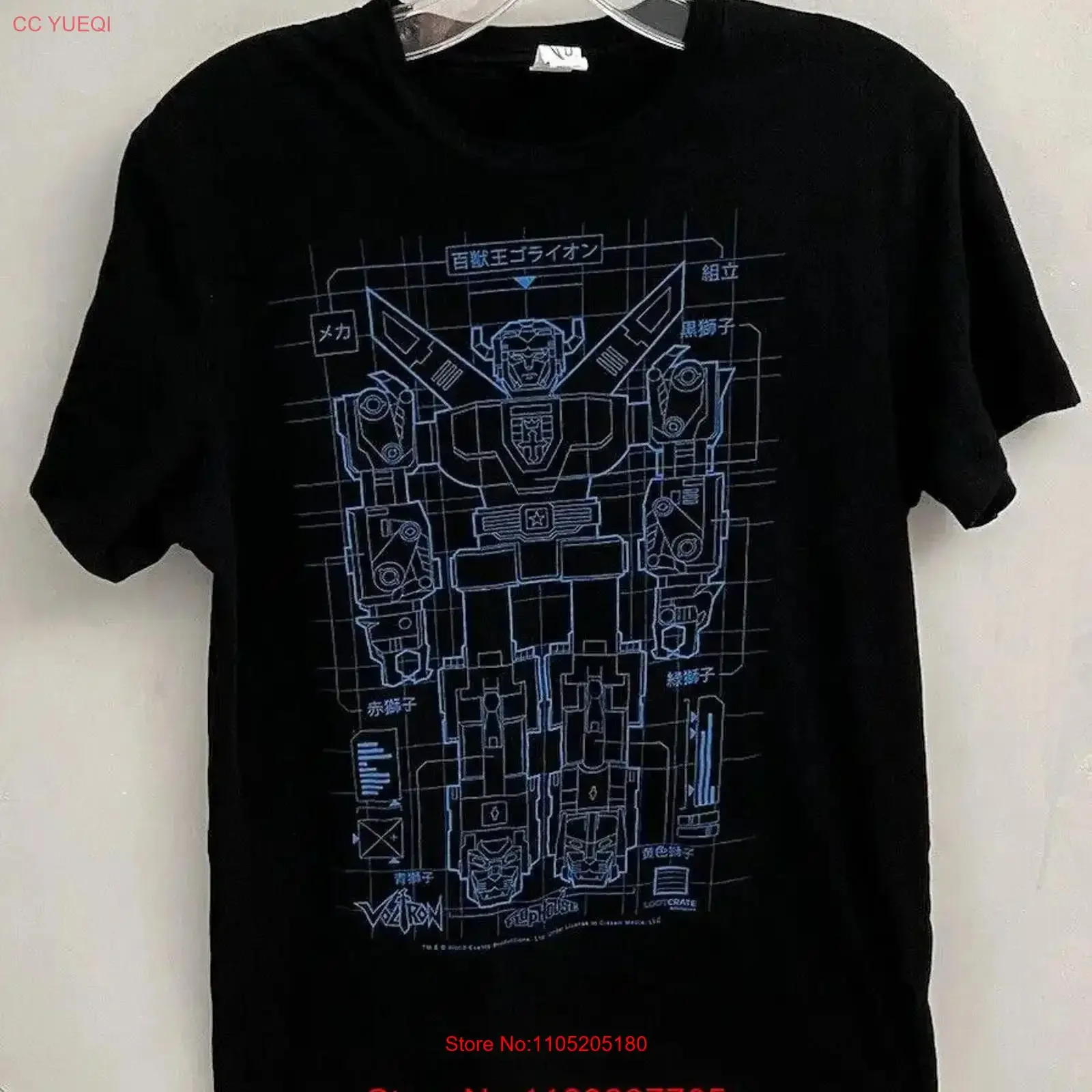 Camiseta negra con diseño de voltron para hombre, caja de botín pequeña, exclusiva, vintage, lavada, Unisex, para uso diario, versátil