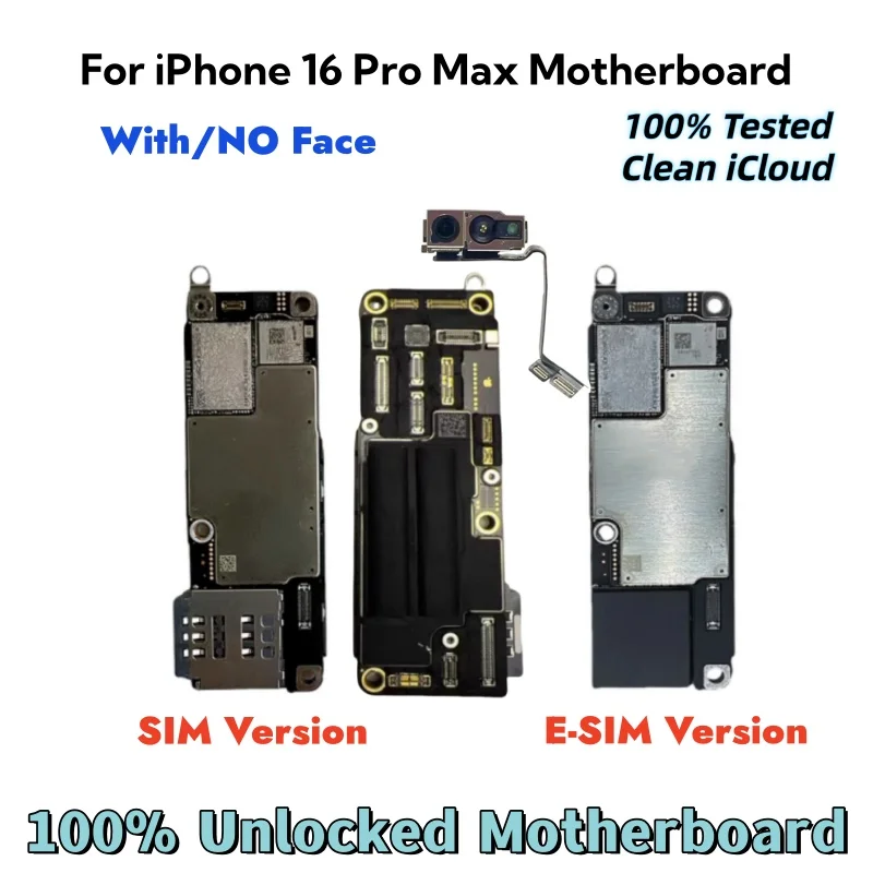 الولايات المتحدة الأمريكية (E-SIM)/SIM لوحة أم iCloud نظيفة لهاتف iPhone 16 Pro Max 16 Plus مع لوحة رئيسية لبطاقة الوجه تدعم تحديث لوحة منطقية غير مقفلة #3