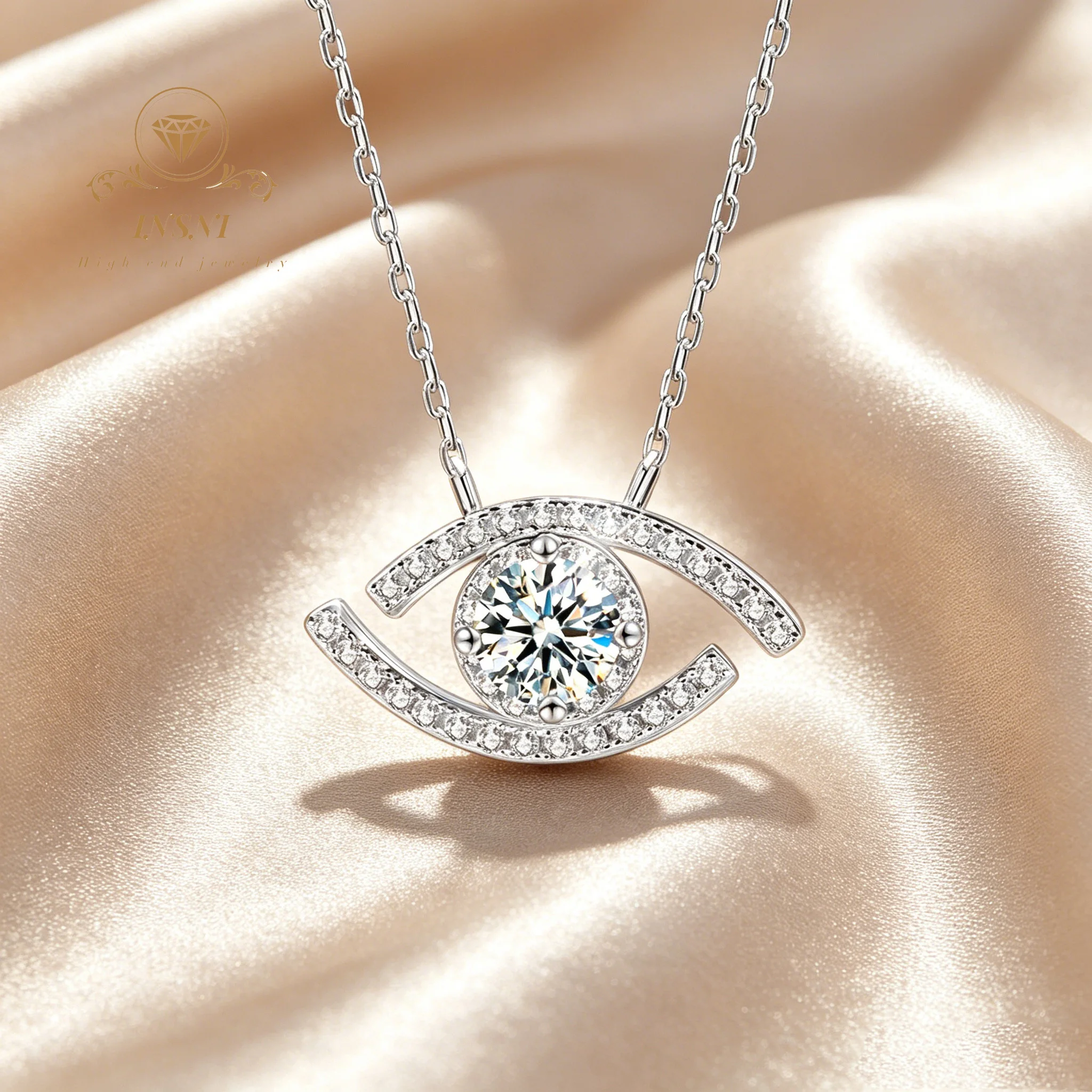 

Necklace 925 Women's moissanite Diamonds Devil's Eye Pendant Accessories Premium Clavicle Chain Affordable Light Luxury Jewelry