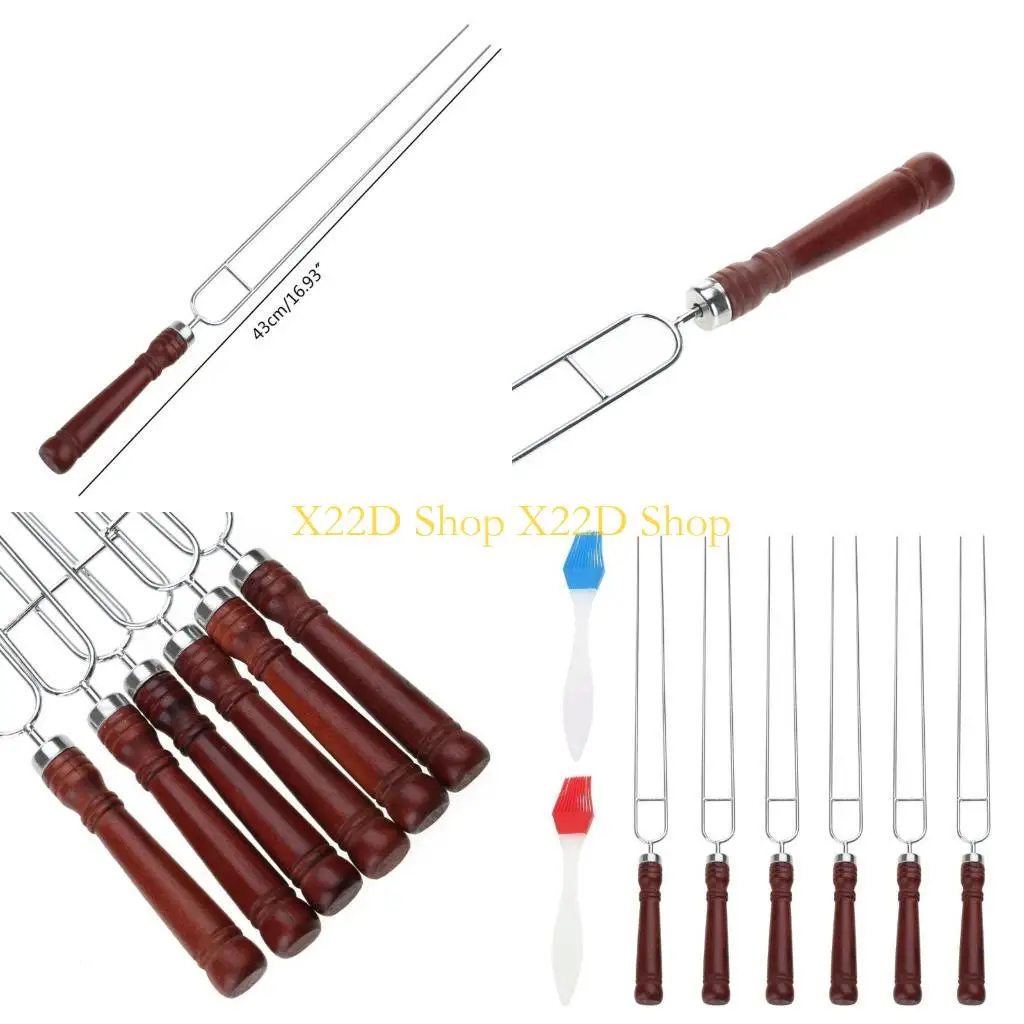 

X22D 6-Piece Stainless Steel Barbecue Skewers BBQ Forks Seafood Forks BBQ Skewers Grilling Skewers U-shaped Skewers for Grill