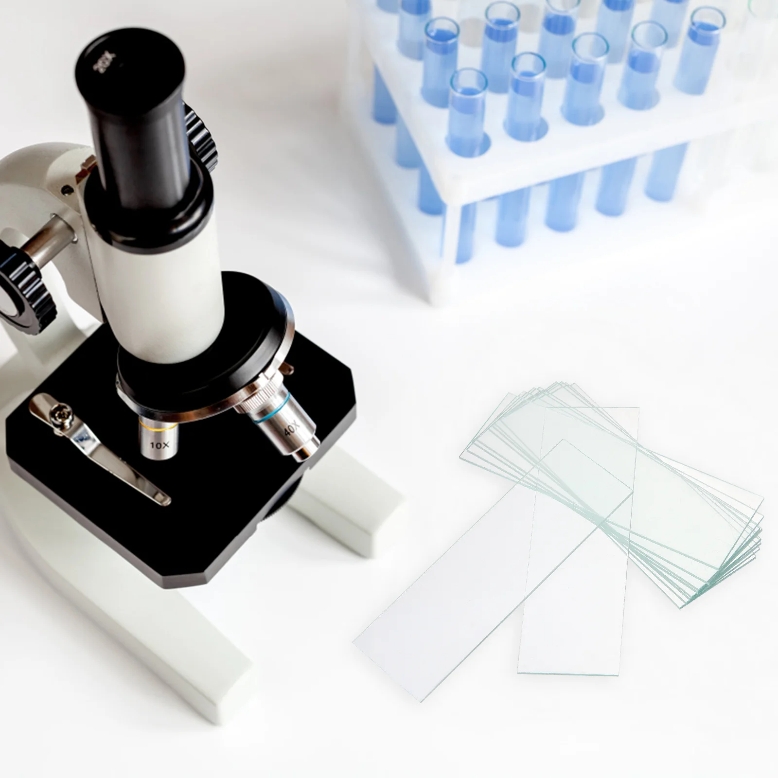 

100 Pcs Blank Slides for Microscope Prepared Laboratory Specimen Transparent with Cover