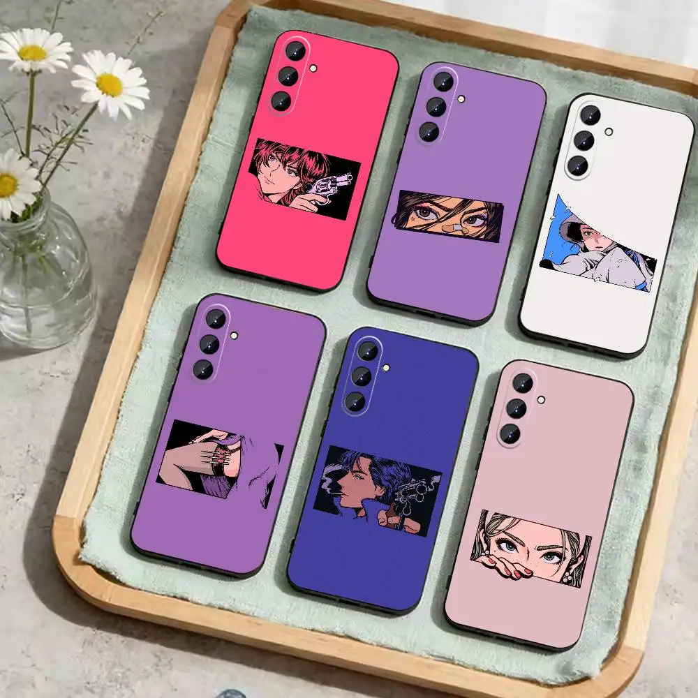 

Illustrative Collage Style Phone Case For Samsung Galaxy A73,21,22,32,71,53,52,51,80,5G Soft Black Cover