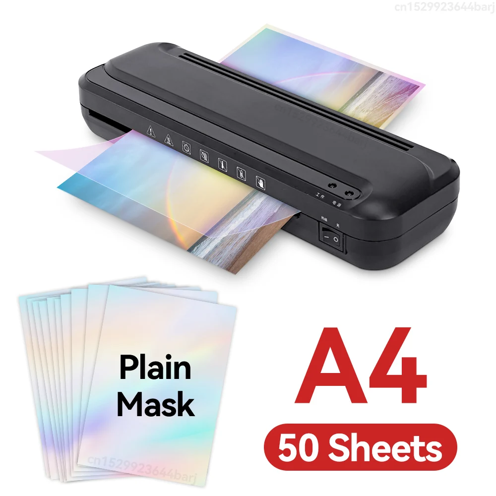 50 Sheets Hologram Cold Laminating Film Self-adhesive A4 Broken Glass Stars Paper film DIY package Card Photo Laminating Film