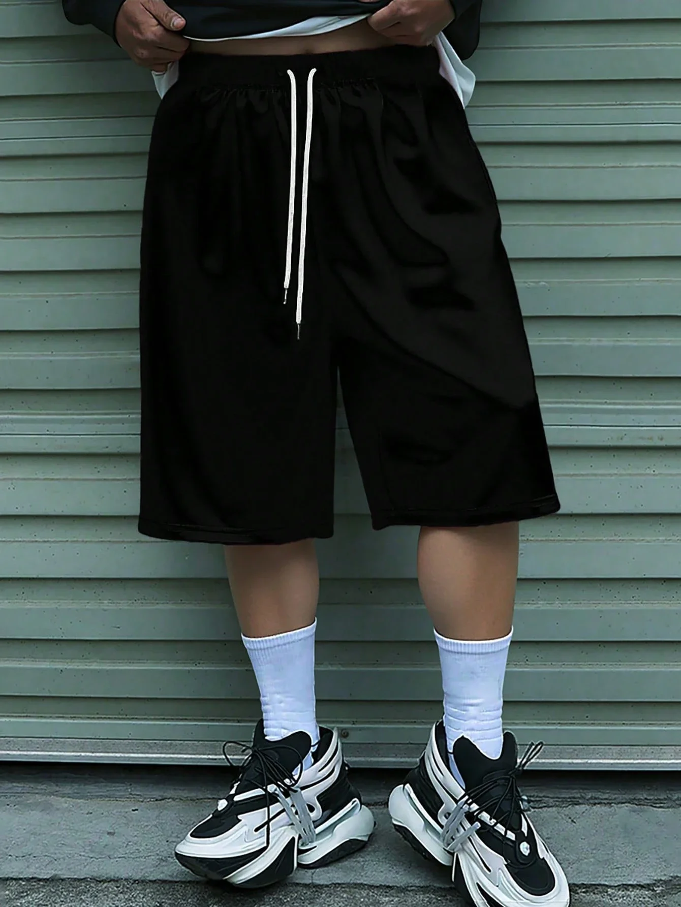 

Мужские однотонные повседневные шорты с завязками на талии для летнего уличного стиля