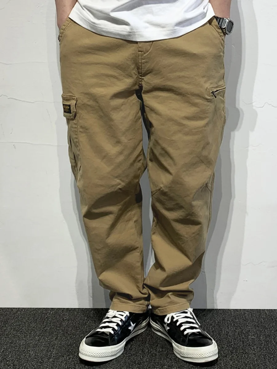 

American Retro Men's Casual Pants Spring Autumn Multi-ket Workwear Loose Fit Color Simple Sle Long Trousers