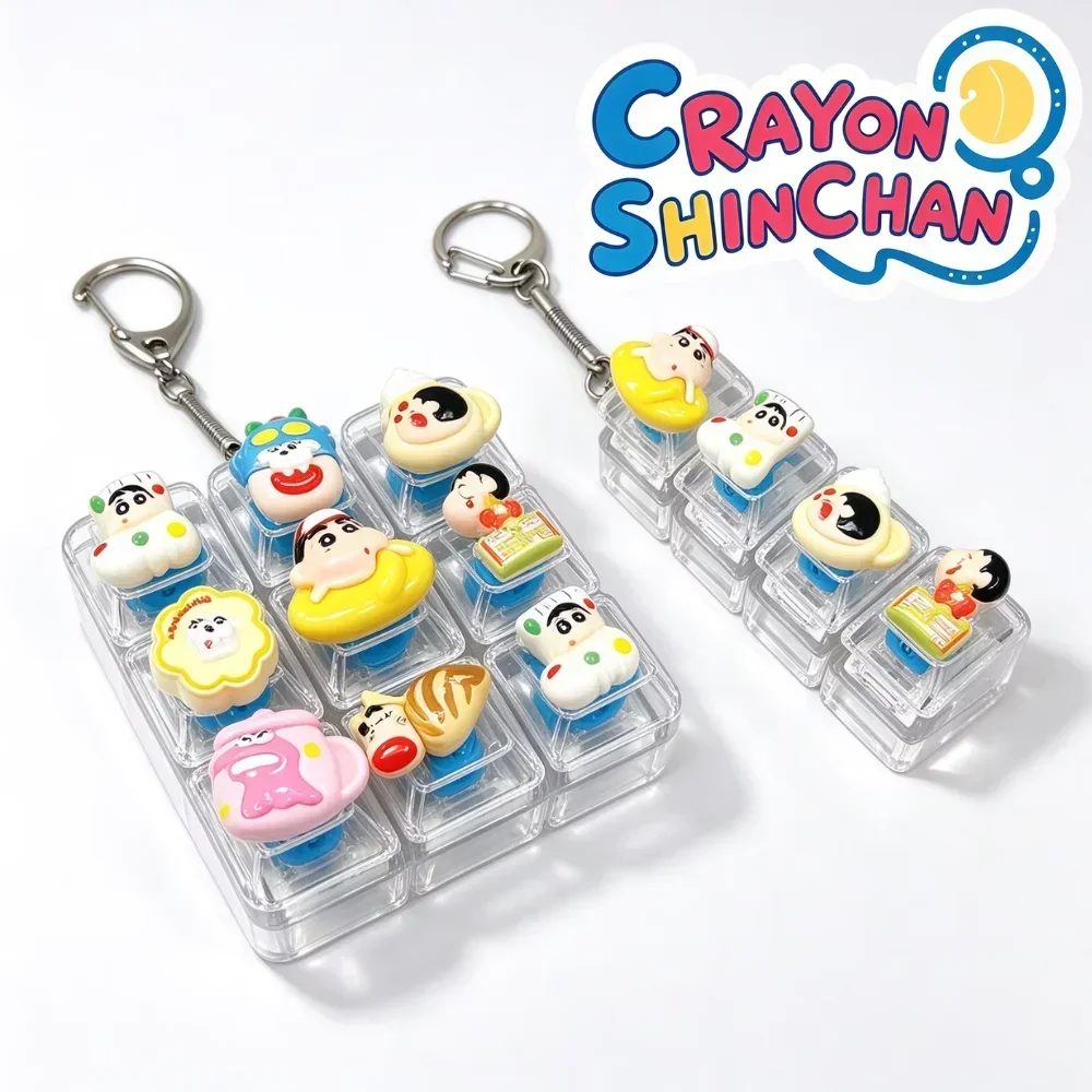 키캡 릭커Crayon Shin-chan 26-Key Fidget Keychain Cap Clicker 4-Key Light Up Pendant Hachiware Stress Anxiety Relief Toy Idea Gift