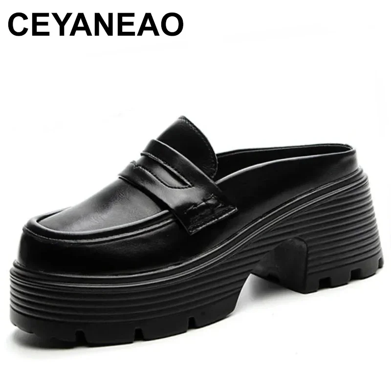 

7cm Genuine Leather Fashion Height Increasing Ladies Casual Platform Wedge Fashion Slippers Women Slip on Females Shoes