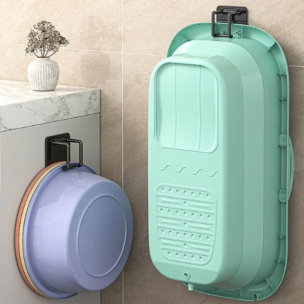 Práctico estante para lavabo de acero inoxidable, soporte para lavabo negro sin taladro, gancho de almacenamiento para lavabo ajustable que ahorra espacio para el hogar