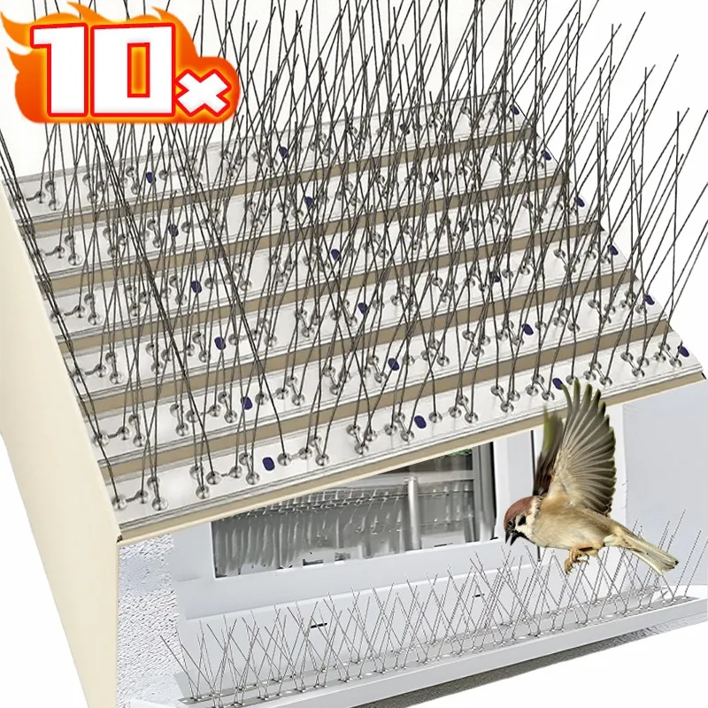 

1/10pcs Stainless Steel Pigeon Spikes Birds Repellent Needle Squirrel Cat Repellent Fence Spikes Garden Balcony Proof Thorn Nail