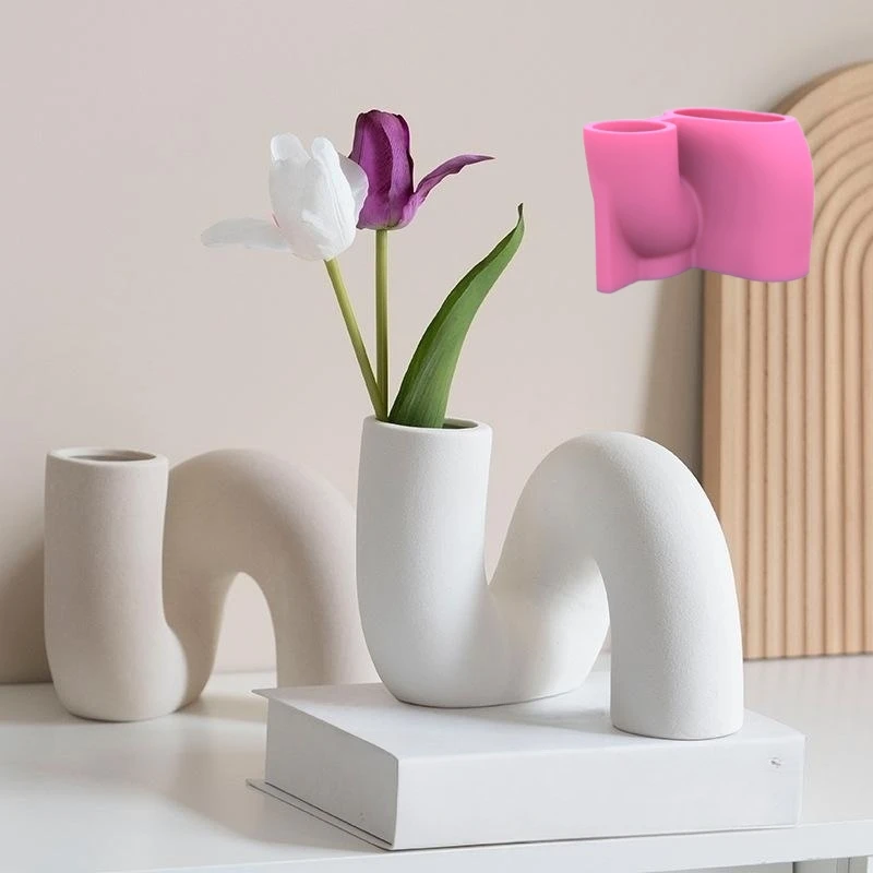 Large Unique Household Arch Vase Mold For Succulent Flower Donut Flowerpot Silicone Mold Concrete Mould For Gypsum Planter