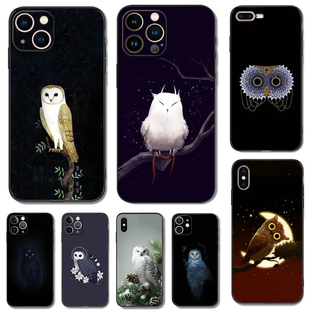 

Cartoon Art Owl New High-End Phone Case For iPhone 6,15,14,13,12,11,Pro,X,XS,Max,XR,Plus,Mini Soft Silicone Black Shockproof TPU
