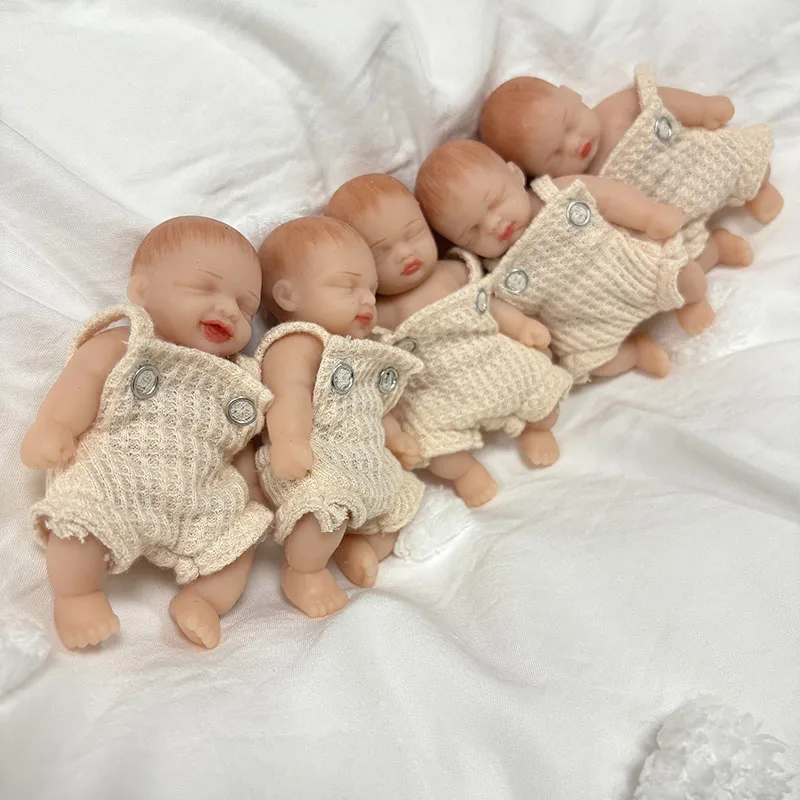 5 pièces/ensemble 4 pouces fait à la main grande quantité réaliste Silicone dormir Bebe Reborn poupée entièrement solide Silicone enfants jouet cadeau