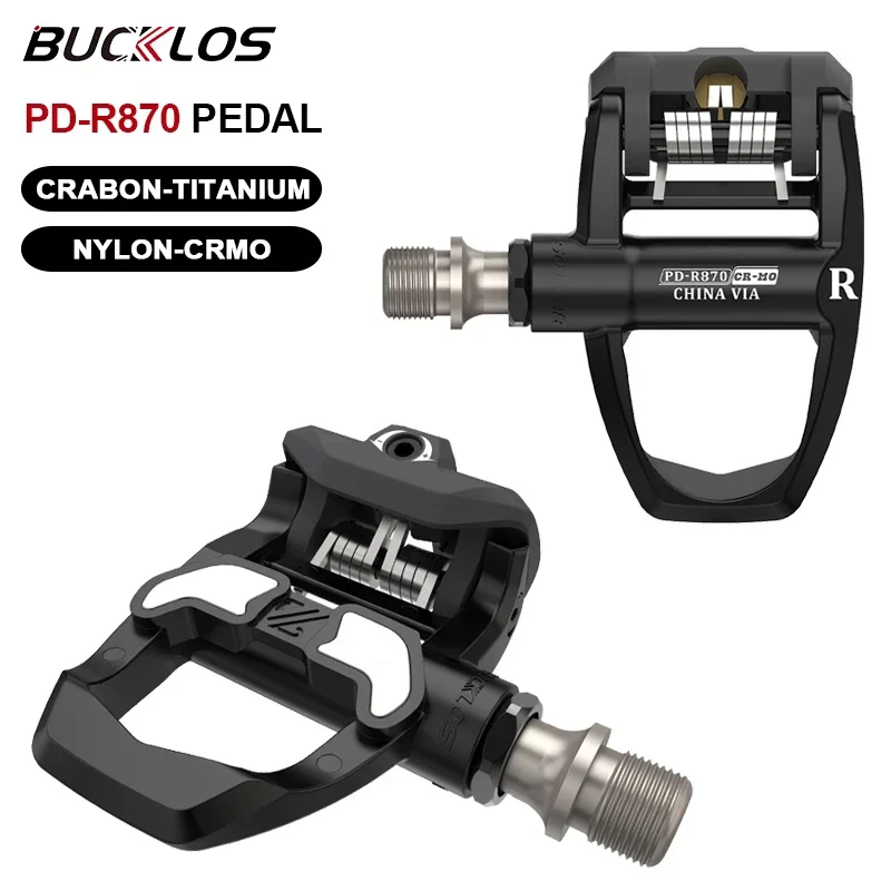 

Педали для шоссейного велосипеда BUCKLOS, карбоновые/нейлоновые, самоблокирующиеся, без защелок, ультралегкие, для шоссейного велоспорта и гравийных велосипедов.