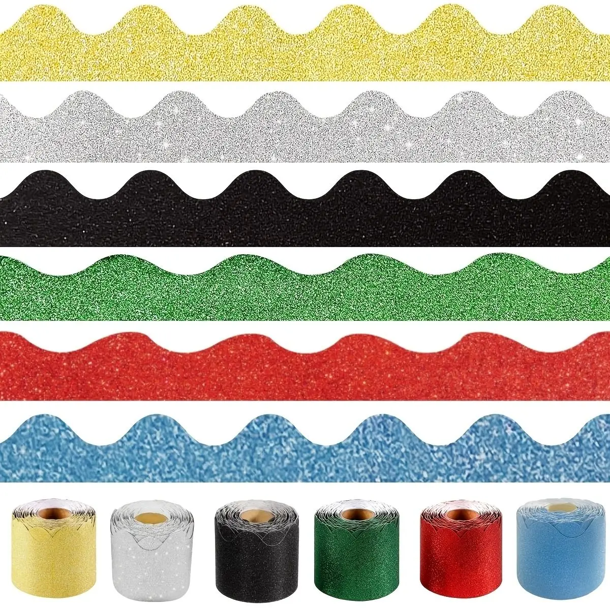 1Pcs Board Borders Colorful Classroom Border Trim Scalloped Borders Rolled Bulletin Board Decorations for Classroom School Home