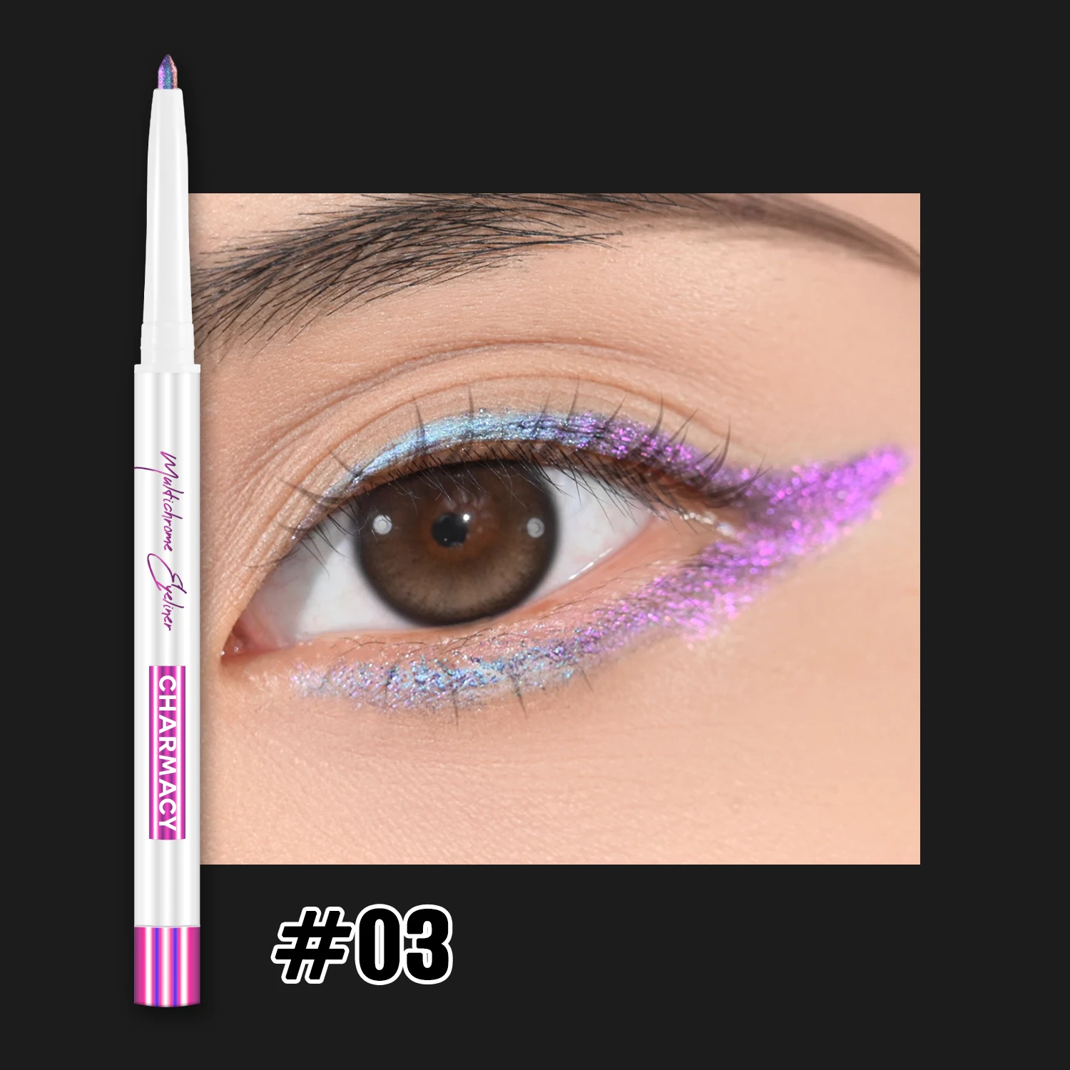 CHARMACY Multichrome Eyeliner Gelpotlood Veganistische gladde waterdichte eyeliner Langdurige dierproefvrije kameleon oogmake-up