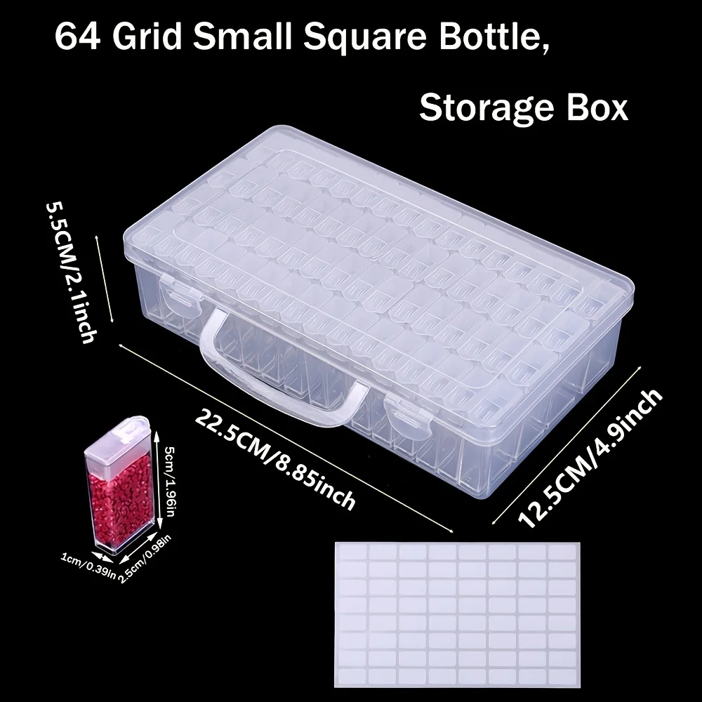 1/2/3/4er-Pack 64-Fächer Diamant-Malerei Aufbewahrungsbox Behälter für Diamant-Stickerei-Zubehör Bohrerbox Mosaik-Behälter – Detail 5