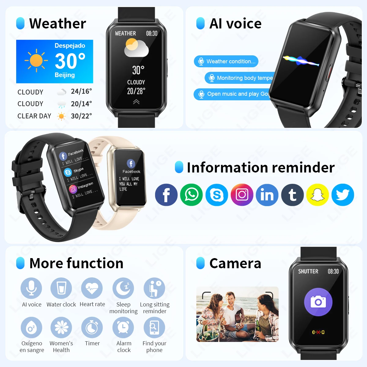 LIGE Smart Watch Men Bluetooth Connected Phone Music Sports Luxury Bracelet Fitness Sleep Monitoring 1.57-inch Women Smartwatch