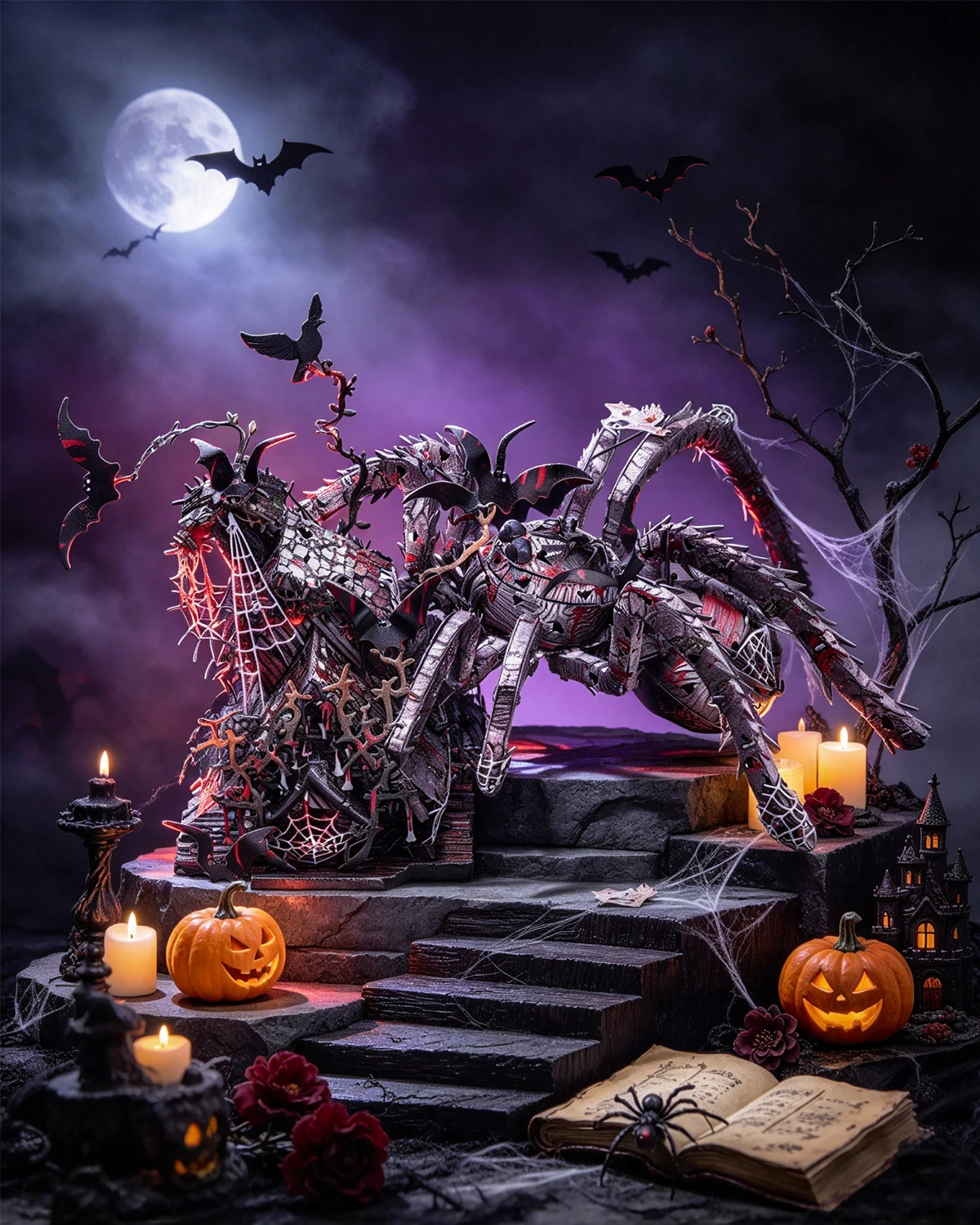 Piececool 3D Metal Model Kits Gothic Spider 3D Metal Puzzles for Adult to Build Best Gifts & Home Decoration for Halloween