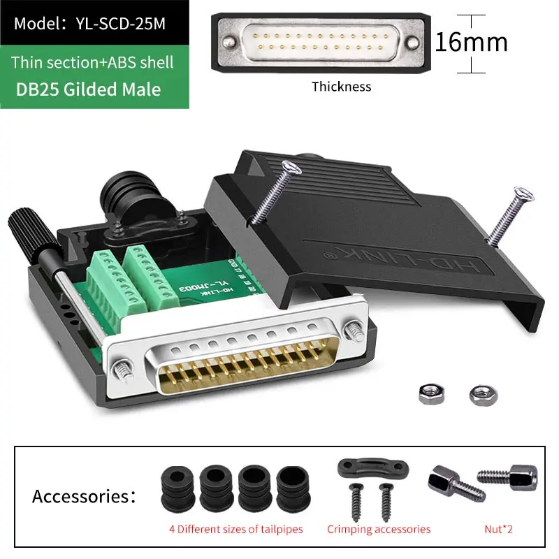 DB25 Connector 9 15 25-pin Male Female Solder-free Breakout Connector DB9 DB15 COM RS232 Serial Port D-SUB Terminal Plug Adapter