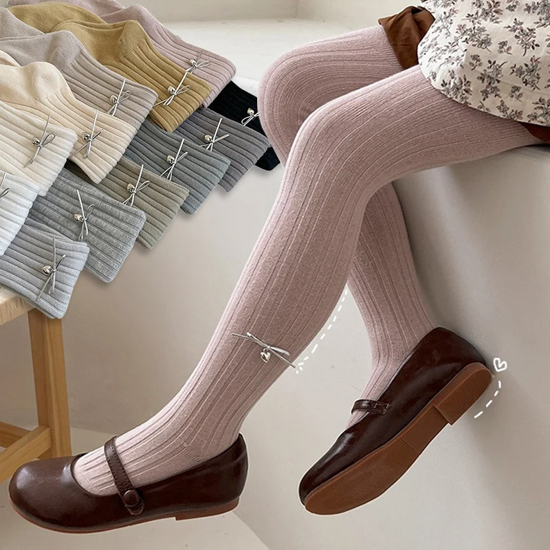 

Spring Fall Kids Girls Tights Knitted Cute Butterfly Stockings for Girls Children Pantyhose Girls' Solid Color Bottom Daily Life