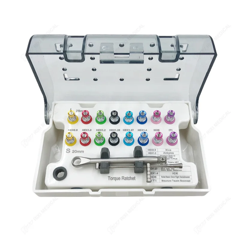 

Высококачественный стоматологический универсальный набор для протезирования имплантатов — динамометрический ключ, отвертки и съемник для процесса прецизионных имплантатов