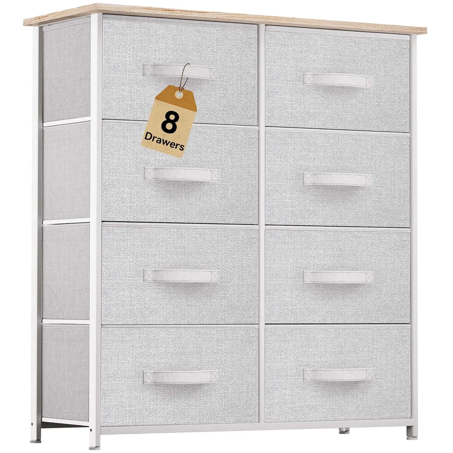 

Fabric Dresser for Bedroom, Tall Dresser with 8 Drawers, Storage Tower with Fabric Bins, Chest of Drawers for Closet & Living