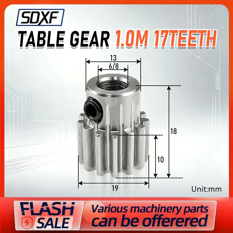 17T 1 Mod Spur Gear  45# Carbon Steel Bore 6mm 8mm Low Speed Metal Drive Gear For Motors