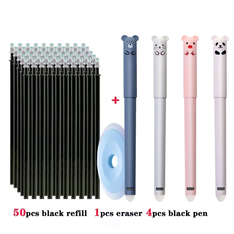 55 teile/los Löschbaren Gel Stift 0,5mm Refill Stange Magische Tinte Löschbaren Stift Waschbar Griff Büro Schule Schriftlich Werkzeuge Kawaii schreibwaren