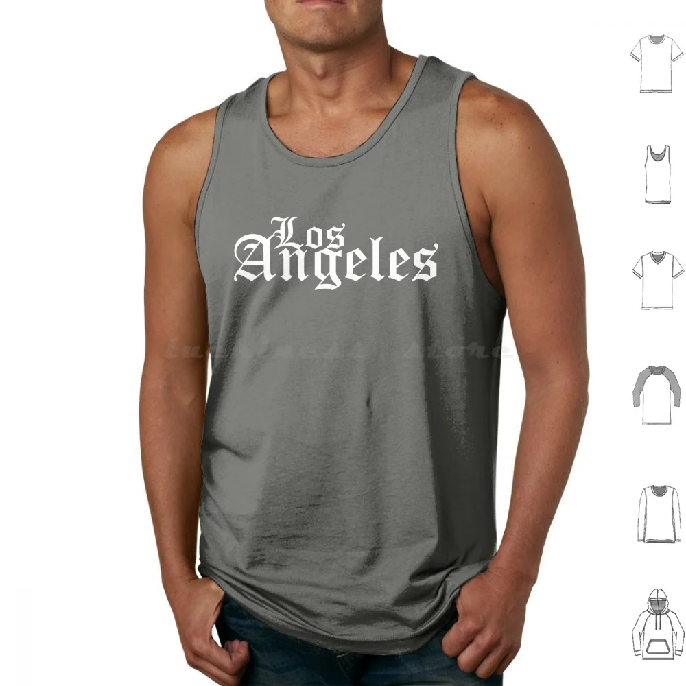 

Los Angeles Old English-Blue Tank Tops Print Cotton Score Schedule Game Game Score News Logo Roster Score Roster Game