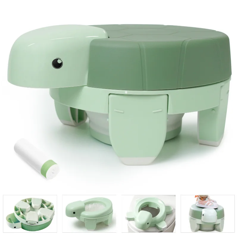 

Turtle Shape 4 in 1 Baby Potty Training Toilet Kids Step Stool Adult Toilet Seat Outdoor Travel Potty Commode 90kg Capacity
